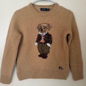Polo Ralph Lauren Brown Bear Crewneck Sweater Wool Cashmere Camel Women’s Small